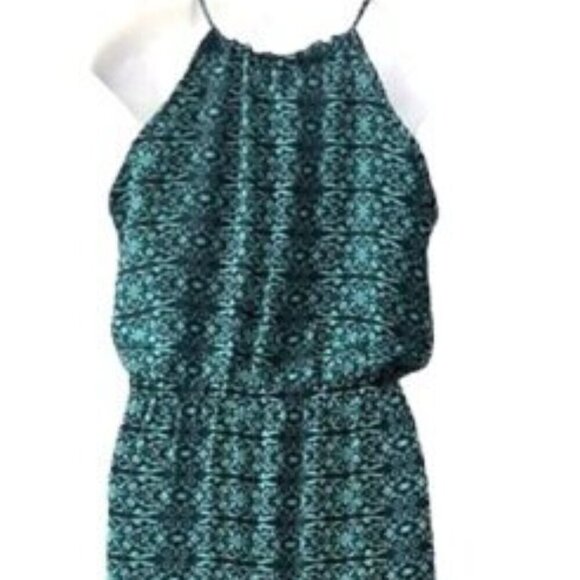 NWT Earthbound Womens Green & Purple Boho Printed Halter VCut Maxi Dress Medium - Picture 8 of 11